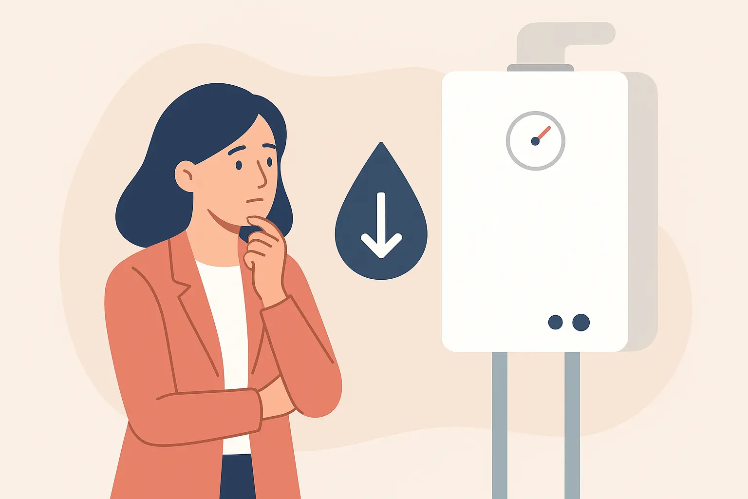 women looking at boiler showing dropped boiler pressure